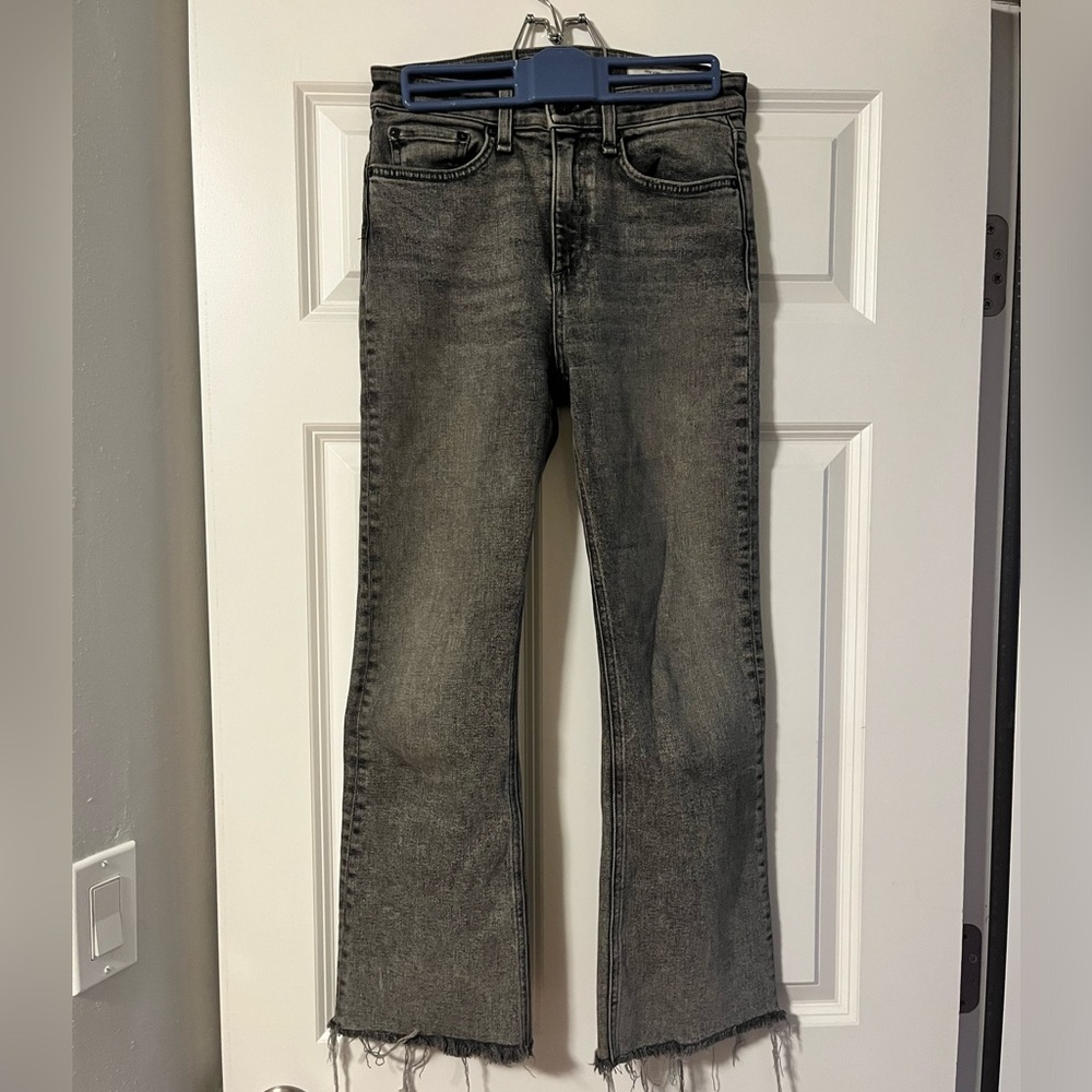 Rag and Bone Nina High Rise Frayed Hem Ankle Flare Jeans